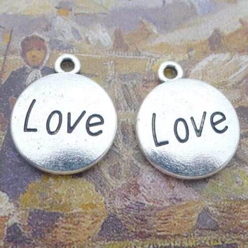 Newest 10Pieces 15*18mm Mixed Alloy Antique Silver Color Love Round Charms Bracelet Pendant Accessory For DIY Jewelry Making