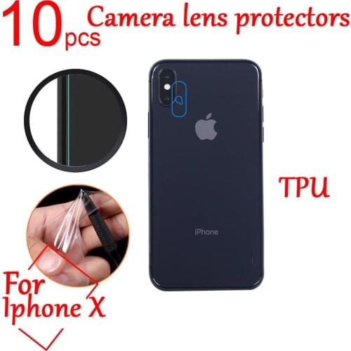 10pcs Ultra Clear anti-Explosion TPU Soft Camera Len Protectors Film Cover For Iphone X Camera Len Film Protective Film+cloth