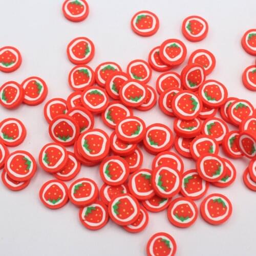 100g/Lot 1cm Strawberry SlicesPolymer Soft Clay Fruits Sprinkles for DIY Crafts Filling Decoration Accessories