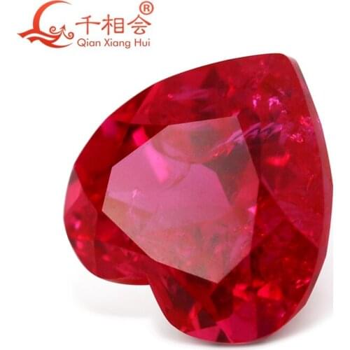 15mm heart shape r uby 5# red color natura l cut including minor cracks and inclusions corundum loose gem stone