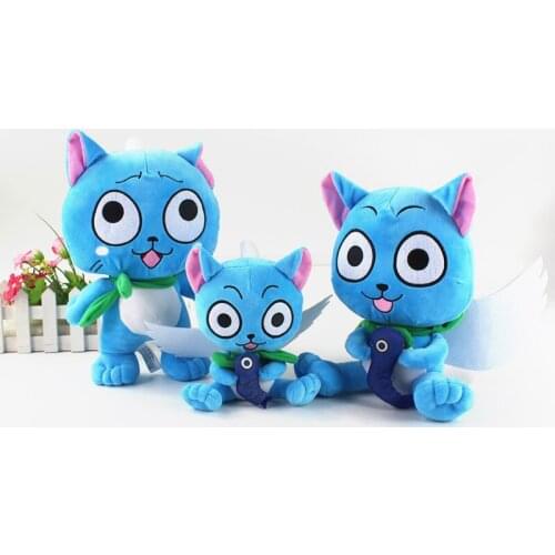 17-30cm Cute Plush Toys Anime Fairy Tail Blue Happy Cat Soft Plush Toy Doll Stuffed Cartoon Dolls Kids Gifts