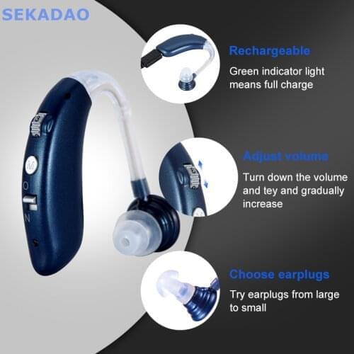 2021 Hearing Aid Rechargeable Mini BTE Sound Amplifier for Elderly With Mild to Moderate Deafness Tunable Hearing Aids Device