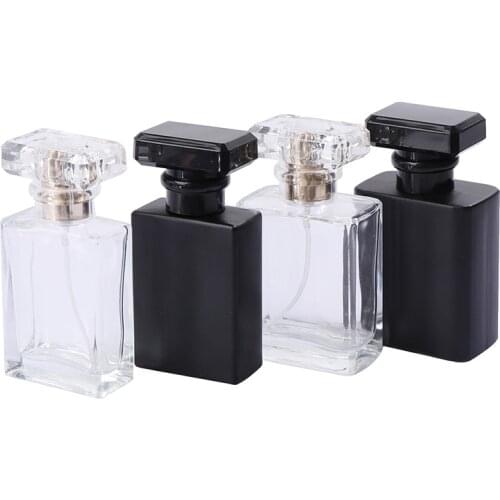 30ml Empty Container Colorful Square Thick Glass Refillable Perfume Bottle Acrylic Cover Screw Top Sprayer Pump Perfume Bottles