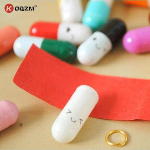 50pcs/lot Love Blank Message Capsule Envelope Letter Paper For Children Pill Capsule Message Letter Kawaii Emoticon Smile Pill