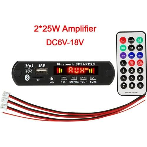 DC 6V 18V 50W Amplifier MP3 Decoder Board Bluetooth 5.0 Car MP3 Player USB Recording Module FM AUX Radio For Speaker Handsfree