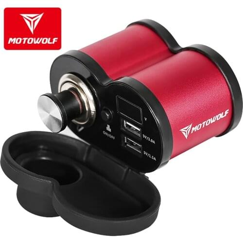 Motowolf Dual USB Motorcycle Fast Charger 2Port LCD Display 12-24V Cigarette Socket Lighter with Switch waterproof Power Adapter