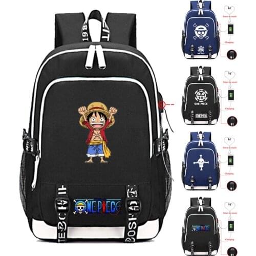 One Piece Anime Backpack for Teenage Boys Girls USB Charging School Backpacks ONE PIECE School Bags Men Women Travel Bag Mochila