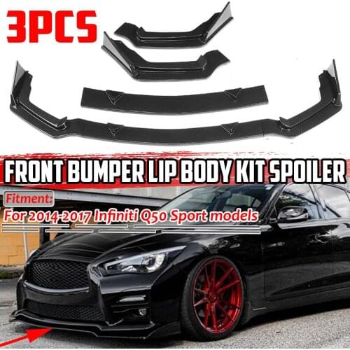Black/Carbon Fiber Look Car Front Bumper Splitter Lip Diffuser Body Kit Spoiler Guard For Infiniti Q50 Sport 2014 2015 2016 2017