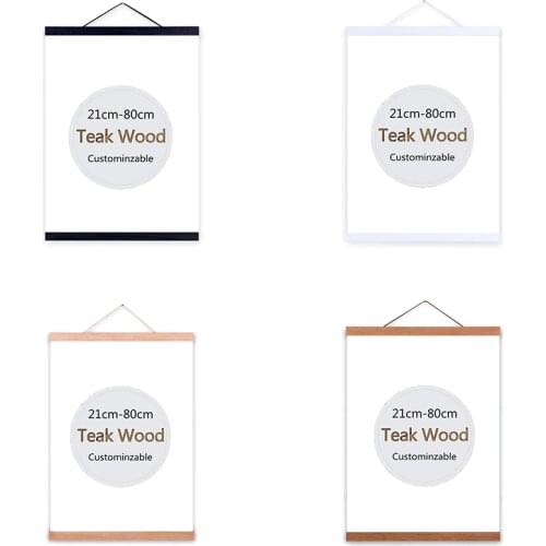 Wooden Poster Hanger Photo Magnetic Frame Four colors DIY Picture Canvas Print Hanging Wall Art Home Decor 21-80cm A4 A3 Custom