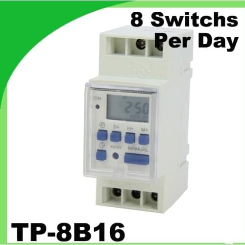 Weekly Programmable digital time controller JF-15B / TP-8B16 DC 12V Din Rail Microcomputer Timer Switch