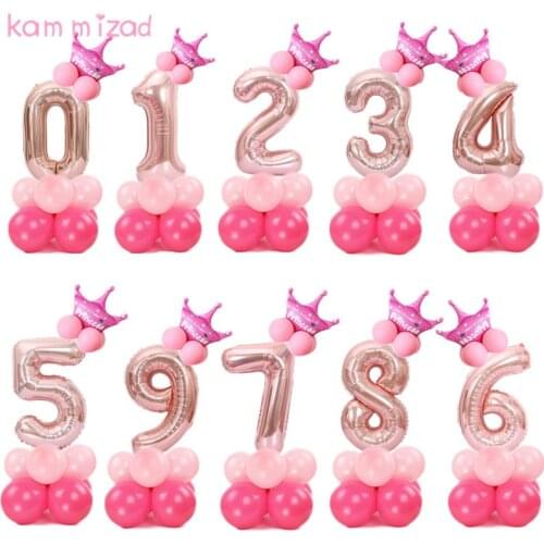 KAMMIZAD christmas 1 2 3 4 5 6 7 8 9 rose gold number Foil Balloons digital helium ballon birthday party baloon adult globos