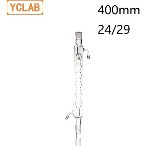YCLAB 400mm 24/29 Condenser Pipe with Bulbed Inner Tube Standard Ground Mouth Borosilicate Glass Laboratory Chemistry Equipment