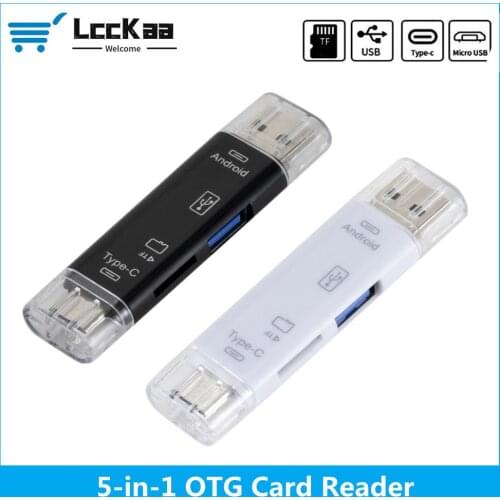 LccKaa Type C&Micro USB 5 In 1 OTG Card Reader Flash Drive High-speed USB3.0 Universal OTG TF Card for Android phone Computer