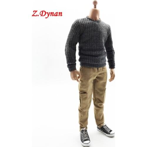 1/6 Scale Male Clothes Set with Belt Shoes Hat Mens Sweater Shirt Trousers for 12 Inches Action Figures