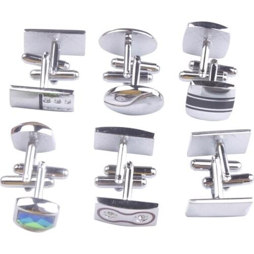 12Sets of Fashion Mens Enamel Cufflinks Silver Color Cuff Links #91434