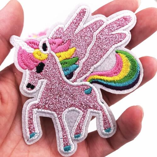 1Pcs Cartoon Iron on twinkle Embroidered Unicorn Pony Horse Clothes Patch For Clothing diy badges stickers repair accessories