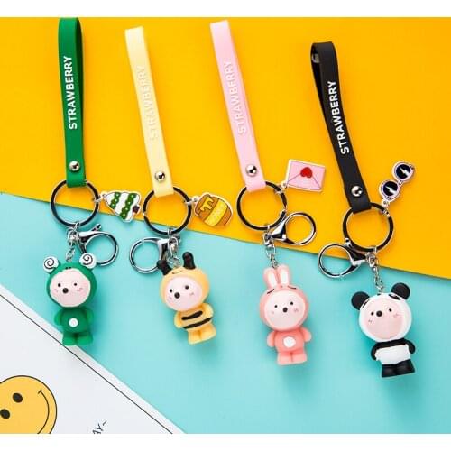 Creative Cute Cartoon Mouse Keychains 4 Colors Mouse Key Chain for Women Bag Charm Key Ring Pendant Popular Jewelry Gifts