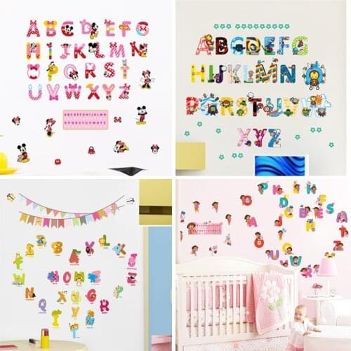 Study with Animals English Alphabet Wall Stickers for Kindergarten Kids Room Bedroom Home Decoration Diy Safari Mural Art Decals