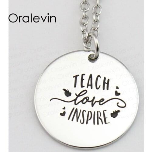 TEACH LOVE INSPIRE Memorial Pendant Charms Necklace Gift Jewelry 10Pcs/Lot,#LN374
