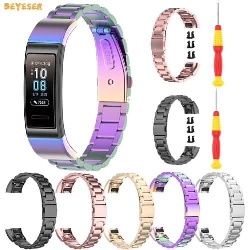 Metal Strap For Huawei Band 4 Pro Watch Bracelet For Huawei Band 3/ 3 Pro Stainless Steel Watchband Wristband Correa With Tool