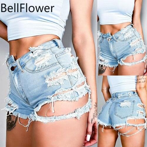 Sexy Short Jeans Pants for Women XXL Plus Size Cotton Fake Zippers Pockets Ripped High Waist Ripped Skinny Jeans for Teen Girls