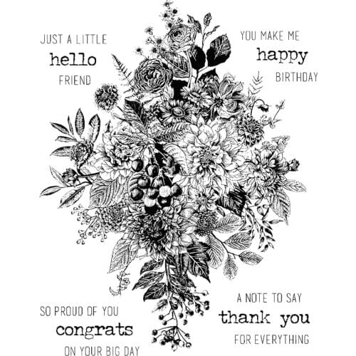 2021 New Retro Plant Flowers Clear Stamps For Crafts Making Happy Word Scrapbooking and Greeting Card No Metal Cutting Dies Sets