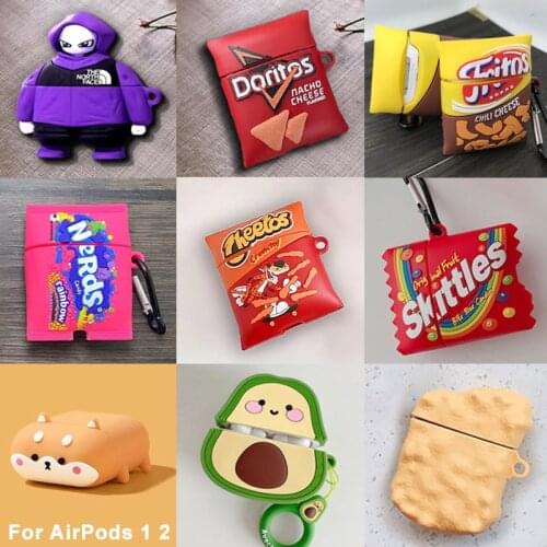 3D Rainbow Candy Potato Chips Silicone Case For Apple Airpods Cover For Air pods 2 1 Case Wireless Charging Cartoon Soft Cover