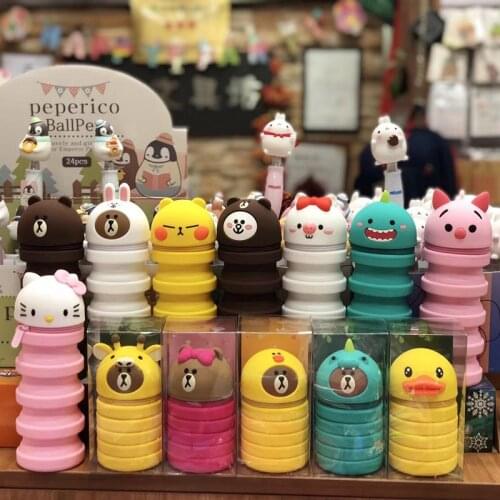 Silicone Pen Bag Cute Bear Rabbit Retractable Pen Container Creative Pencil Case Stationery box Children Gifts