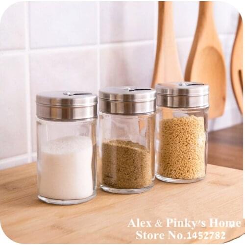 3 pcs/set Japanese Contracted Gass Pepper And Salt Caster Rotating Barbecue Ssauce Can Pepper Shaker Sauce Container