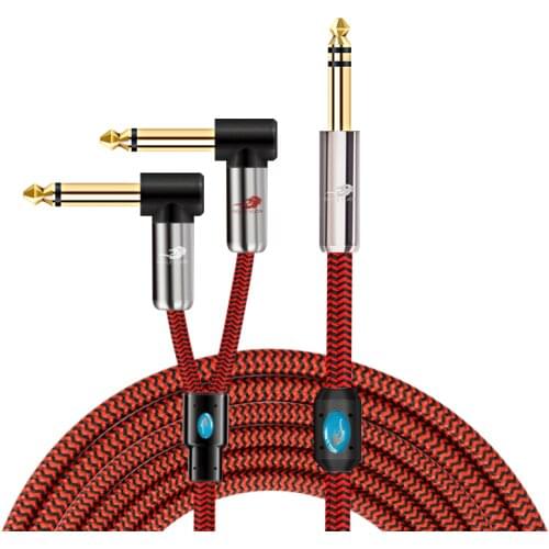 1/4 inch TRS Stereo male to Double 1/4'' TS Mono 6.35mm male Audio Cable For Mixing Console Amplifier Y Splitter Cord