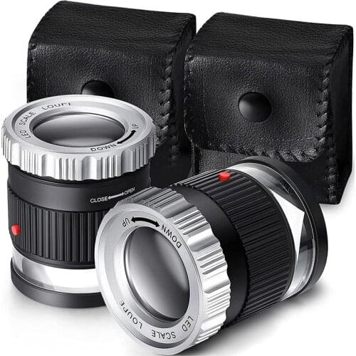 Loupe Magnifier Adjustable Focal Length Magnifier LED and UV Illuminated Magnifier Foldable Jewelry Magnifier Glass