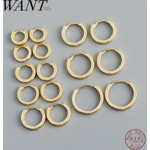 WANTME 925 Sterling Silver Retro Punk Pirecing Circle Huggie Ear Buckle Earrings for Women Men Goth Couples Elegant Hoop Jewelry