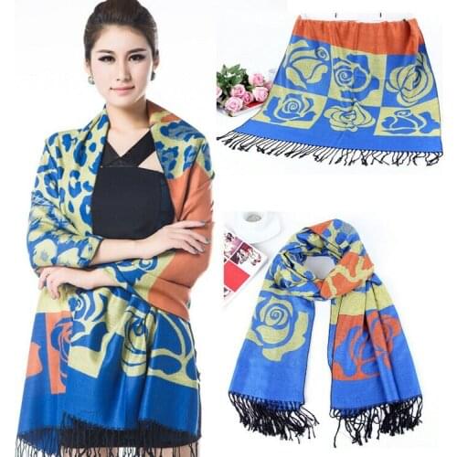 2020 Women Flower Cashmere Scarves Female Winter Thick Warm Wool Blanket Scarf Shawl Wraps Pashmina Foulard Stole