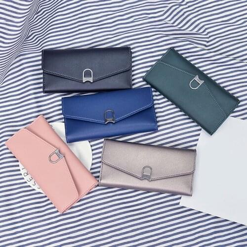 Women Wallet 2021 Fashion Simple Solid Color PU Imitation Leather Long Paragraph Wallet For Lady Femme Carteira