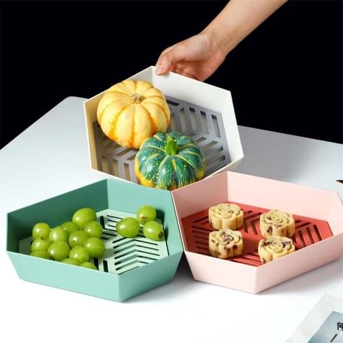 1Pcs Creative Geometry Fruit Plate Candy Dish Serving Platter Snack Storage Tray Fruit Nuts Container Holder Desktop Organizer