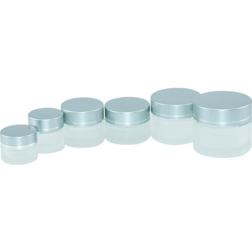 10Pcs 5ml 10ml 15ml 20ml 30ml 50ml Frosted Glass Bottle Silver Plastic Cap Vitreous Face Cream Vials Exquisite Cosmetics Gifts