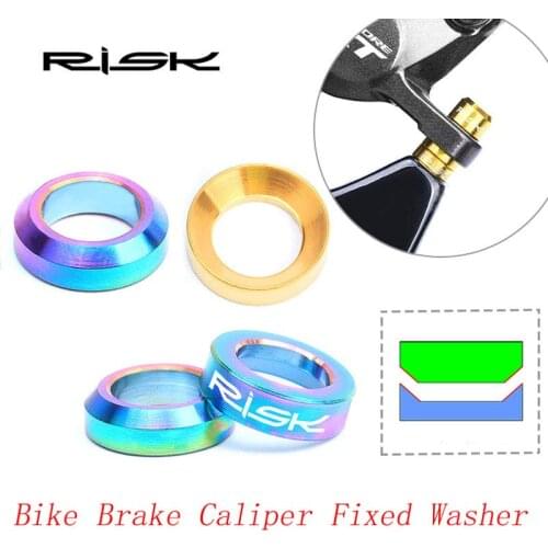 RISK 2sets M6x5.2mm Titanium Alloy Brake Caliper Gasket Fixed Bolts Bike Hydraulic Screws Spacer For Group Shimano XT M8000