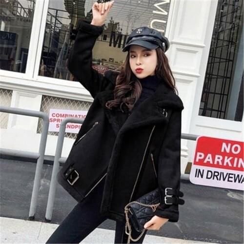 2020 New Spring Autumn Thick Deerskin Cashmere Lamb Wool Coat Womens Winter Retro Long Sleeve Short Jackets female Outwear b587