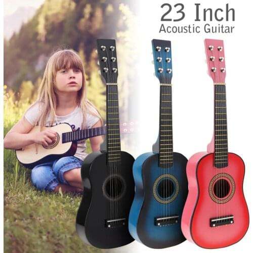 23 Inch Black Basswood Acoustic Guitar With Guitar Pick Wire Strings Musical Instrument