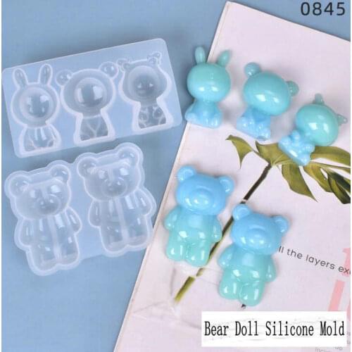 3D Kawaii Bear Epoxy Resin Silicone Mold Handmade Desktop Layout Decor Rabbit Keychains Charms DIY Jewelry Accessory Craft