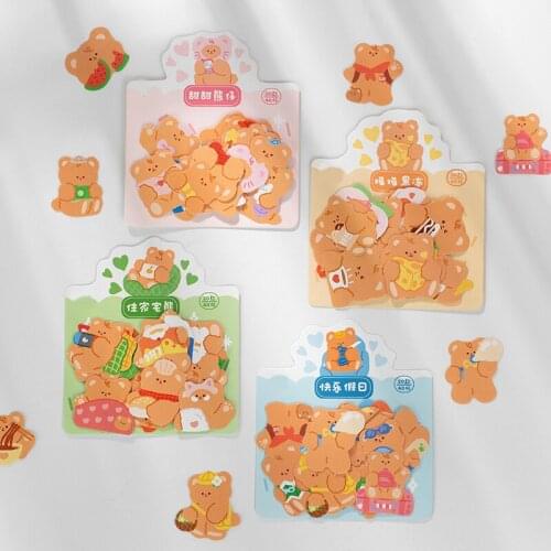 40Pcs/pack Cute Lazy Bear Stickers Scrapbooking Decorative Sticker Korean DIY Diary Album Stick Label Kawaii Stationery