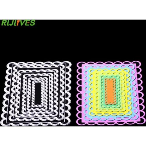 6Pcs/set Lace Rectangle Frames Cutting Dies Stencils For DIY Scrapbooking Paper Cards Embossing Cut Dies