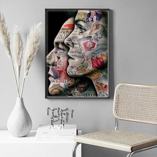 American Abstract Human Head Tattoo Canvas Painting Wall Art Nordic Posters and Prints Wall Pictures for Living Room Decoration