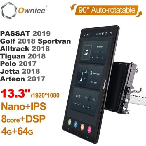 Tesla style PX6 13.3" Android 10 Car DVD Player Auto Rotatable 1920*1080 Nano DSP GPS Navigation For VW PASSAT Golf 2018 Radio