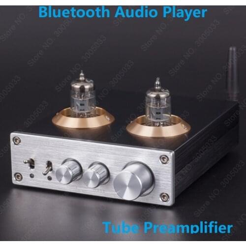 MI7 Bluetooth Audio Player Tube Preamplifier Valve Preamp ES9023 Bluetooth DAC,Adjustable Treble Bass Adjust,RCA AUX Input