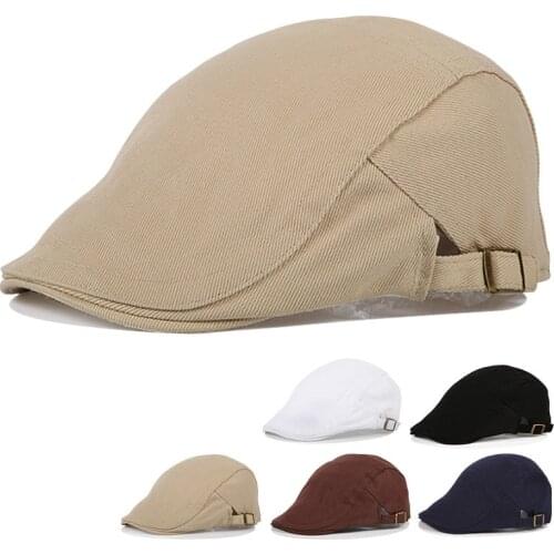 British Style Spring Autumn Winter Hat For Men Classic Vintage Beret Hats Solid Fashion Flat Caps For Men Hat M035