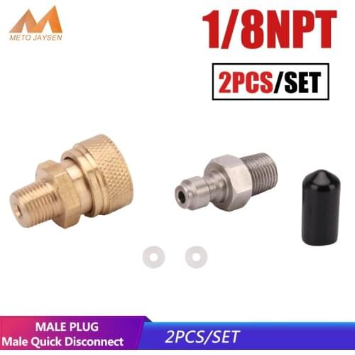 High Pressure Quick Fittings and Couplers Set 1/8NPT Male Plug and Male Quick Disconnect Copper 300bar 4500psi 2pcs=1set