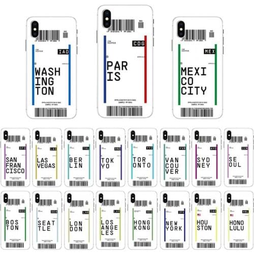 Fly Air ticket Plane USA city London Paris Tokyo Label World Phone Case For iphone SE2 12 11 11Pro XS MAX XR 7 8 6 Plus 5 5S SE