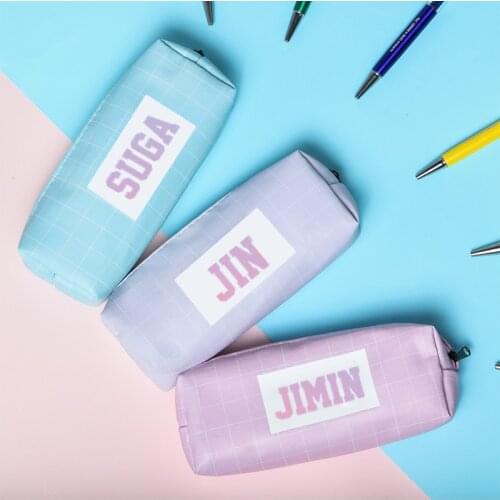 KPOP JUNGKOOK J-HOPE JIN JIMIN RM SUGA V RMname pencil case box cute wallet student cute little fresh stationery bag