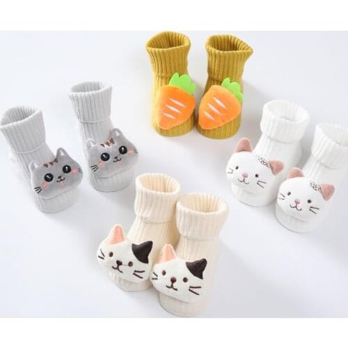 Newborn Baby Girl Boy Cotton Socks Infant Cartoon Animals Anti-slip Middle Tube Floor Socks 0-1 Year